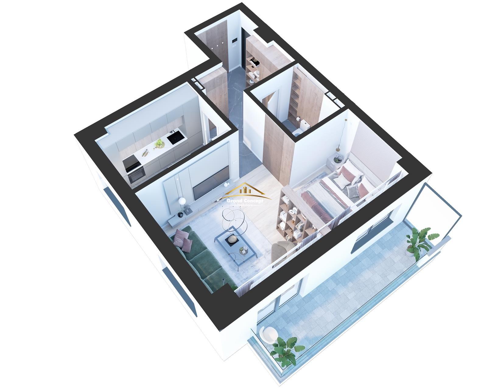 Apartament 1 camera, Nicolina, 56.80mp