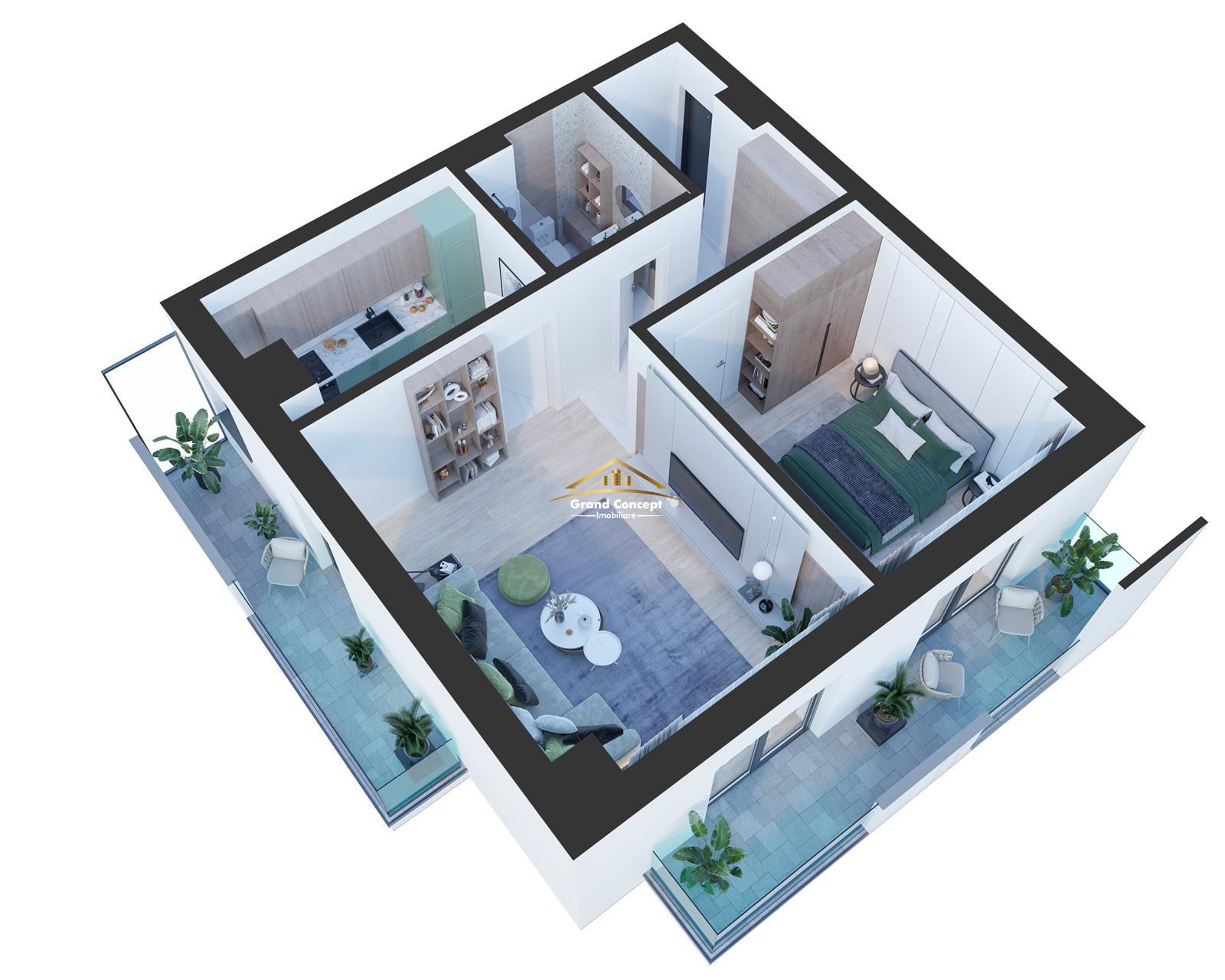 Apartament 2 camere, Nicolina, 68.30mp