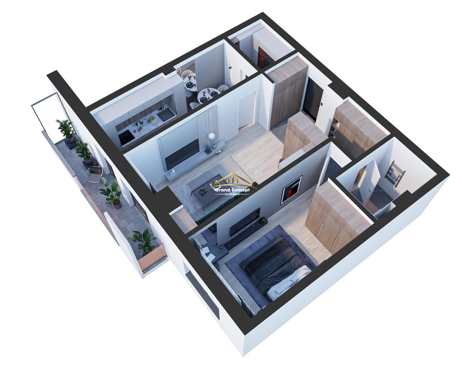 Apartament 2 camere, Nicolina, 66.50mp